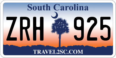 SC license plate ZRH925