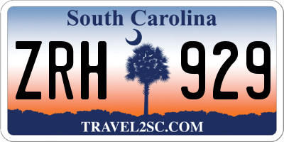 SC license plate ZRH929