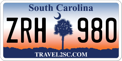 SC license plate ZRH980