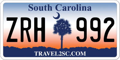 SC license plate ZRH992