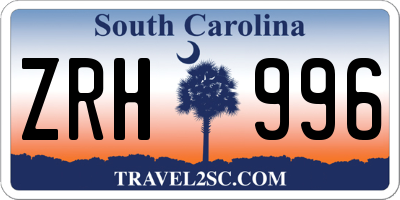 SC license plate ZRH996