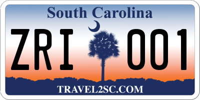 SC license plate ZRI001
