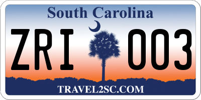 SC license plate ZRI003