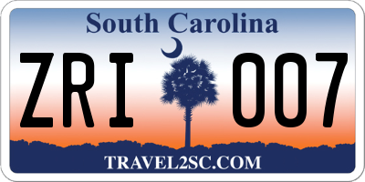 SC license plate ZRI007