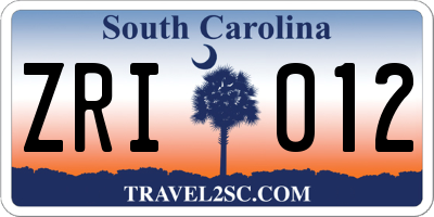 SC license plate ZRI012