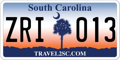 SC license plate ZRI013