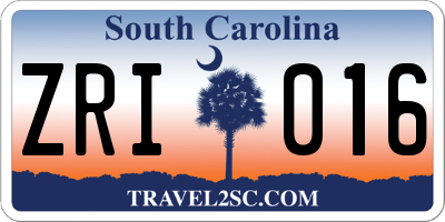SC license plate ZRI016