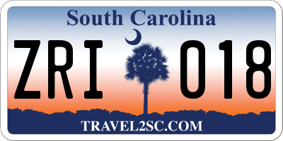 SC license plate ZRI018