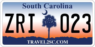 SC license plate ZRI023