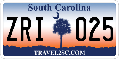 SC license plate ZRI025