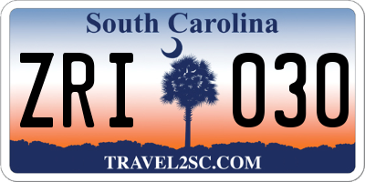 SC license plate ZRI030