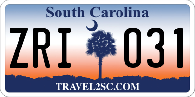 SC license plate ZRI031