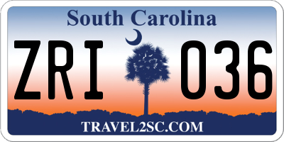 SC license plate ZRI036