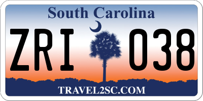SC license plate ZRI038