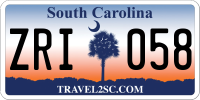 SC license plate ZRI058