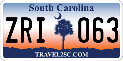 SC license plate ZRI063