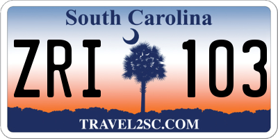 SC license plate ZRI103