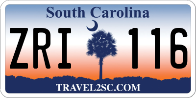 SC license plate ZRI116