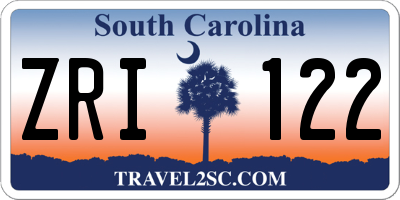 SC license plate ZRI122