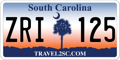 SC license plate ZRI125