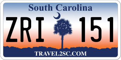 SC license plate ZRI151