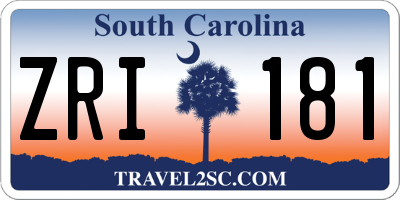 SC license plate ZRI181
