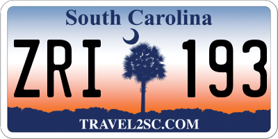 SC license plate ZRI193