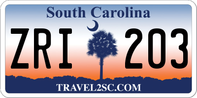 SC license plate ZRI203