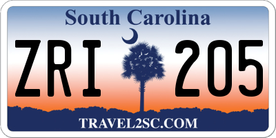 SC license plate ZRI205