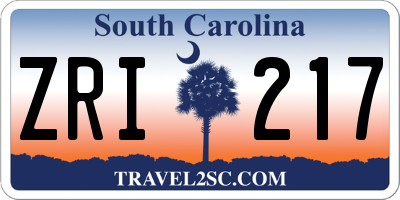 SC license plate ZRI217
