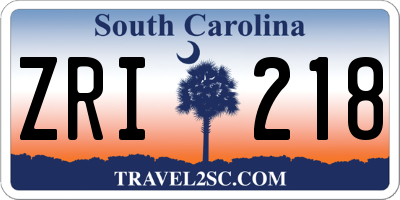 SC license plate ZRI218