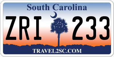 SC license plate ZRI233