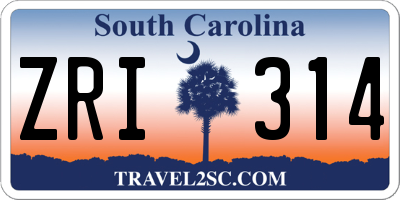 SC license plate ZRI314