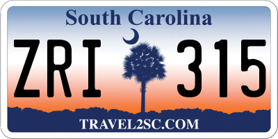 SC license plate ZRI315