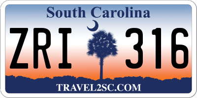 SC license plate ZRI316