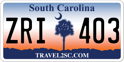SC license plate ZRI403