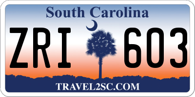 SC license plate ZRI603