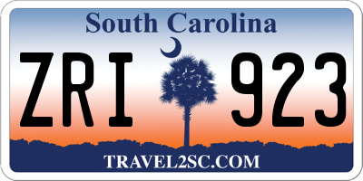 SC license plate ZRI923