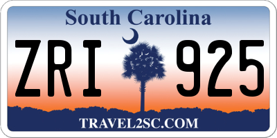 SC license plate ZRI925