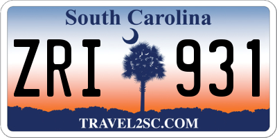 SC license plate ZRI931