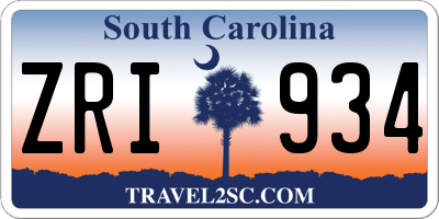 SC license plate ZRI934