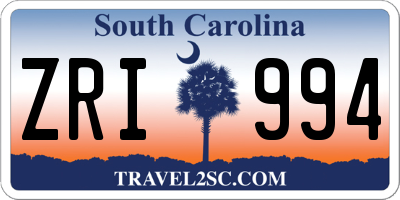 SC license plate ZRI994