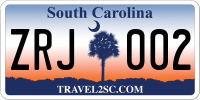 SC license plate ZRJ002