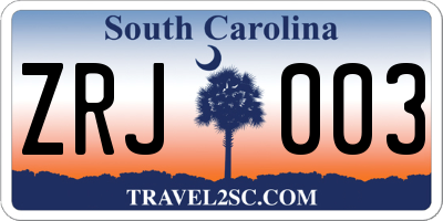 SC license plate ZRJ003