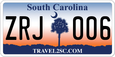 SC license plate ZRJ006