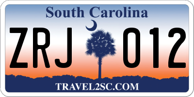 SC license plate ZRJ012