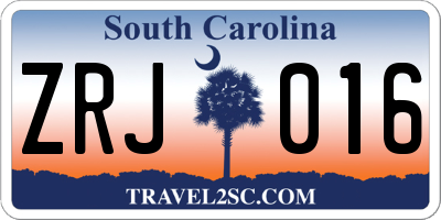 SC license plate ZRJ016