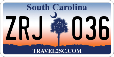 SC license plate ZRJ036