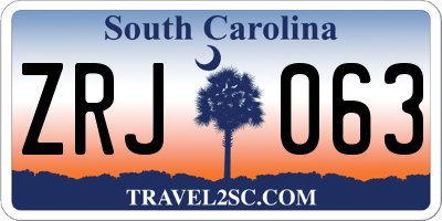 SC license plate ZRJ063