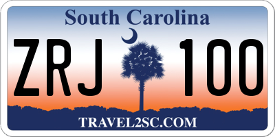 SC license plate ZRJ100